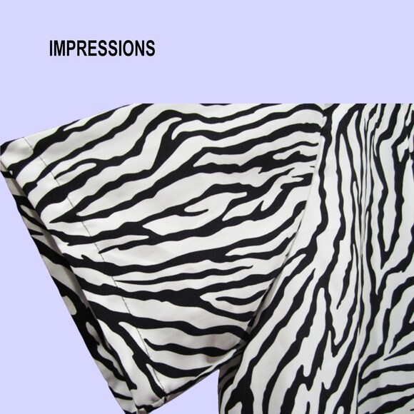 IMPRESSIONS NEW Light Academia Zebra Short Sleeve Career Blouse XL - Picture 6 of 11
